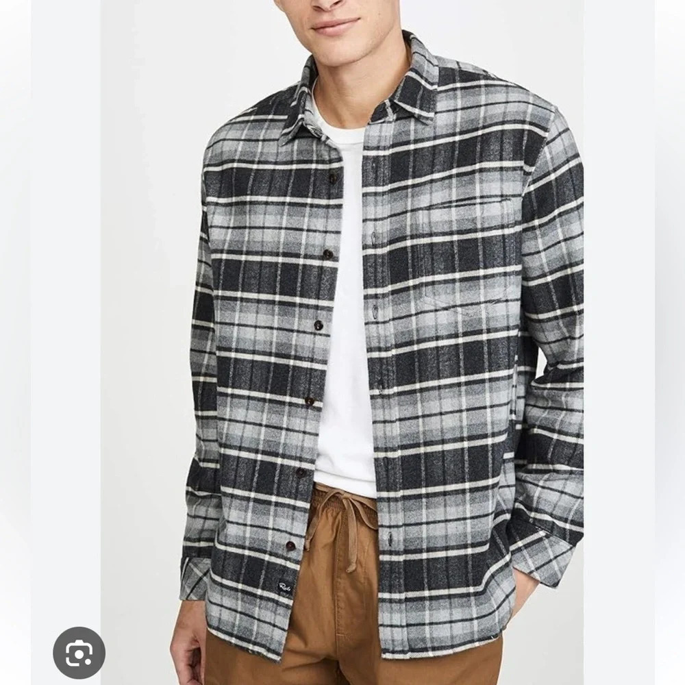 Rails Forrest Plaid Flannel in Heather Gray/Ecru size Large